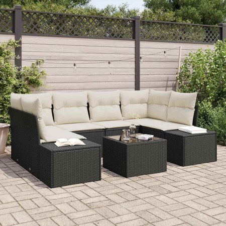Conjunto de sofá de jardín 7 pcs Negro ratán sintético en Sofás de exterior | Comprar online en Foru.es