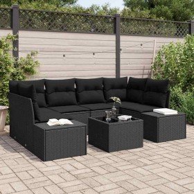 Conjunto de sofá de jardín 7 pcs Negro ratán sintético en Sofás de exterior | Comprar online en Foru.es