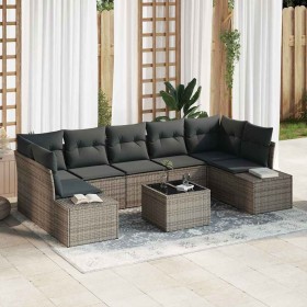 Conjunto de sofá de jardín 8 pcs Gris Poliratán en Sofás de exterior | Comprar online en Foru.es