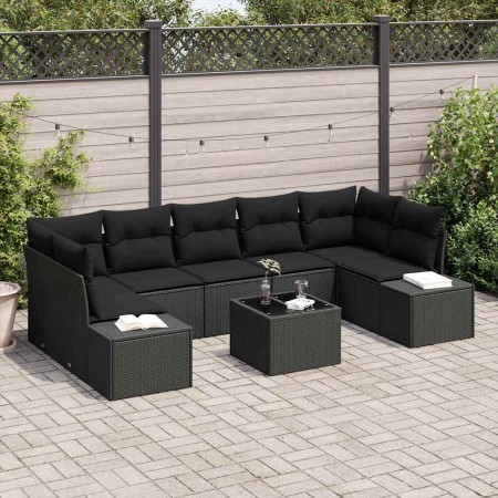 Conjunto de sofá de jardín 8 pcs Negro Poliratán en Sofás de exterior | Comprar online en Foru.es