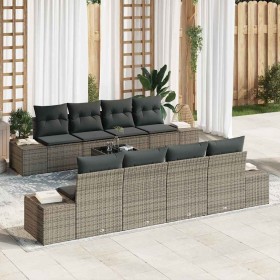 Conjunto de sofá de jardín con cojín 7 pcs Gris ratán sintético en Sofás de exterior | Comprar online en Foru.es