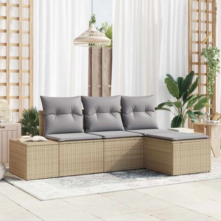 Conjunto de sofá de jardín 4 pcs Beige Poliratán en Sofás de exterior | Comprar online en Foru.es