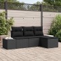 Conjunto de sofá de jardín 4 pcs Negro ratán sintético en Sofás de exterior | Comprar online en Foru.es