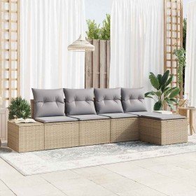Conjunto de sofá de jardín 5 pcs Beige ratán sintético en Sofás de exterior | Comprar online en Foru.es