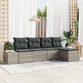 Conjunto de sofá de jardín 5 pcs Gris Claro ratán sintético en Sofás de exterior | Comprar online en Foru.es