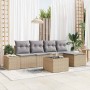 Conjunto de sofá de jardín 6 pcs Beige ratán sintético en Sofás de exterior | Comprar online en Foru.es