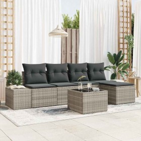 Conjunto de sofá de jardín 6 pcs Gris claro ratán sintético en Sofás de exterior | Comprar online en Foru.es