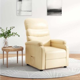 Sillón reclinable de cuero sintético crema en Sillones | Comprar online en Foru.es