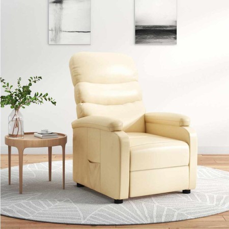 Sillón reclinable de cuero sintético crema en Sillones | Comprar online en Foru.es