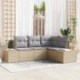 Conjunto de sofá de jardín 4 pcs Beige ratán sintético en Sofás de exterior | Comprar online en Foru.es