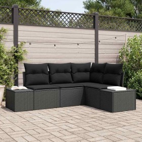 Conjunto de sofá de jardín 4 pcs Negro ratán sintético en Sofás de exterior | Comprar online en Foru.es
