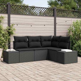 Conjunto de sofá de jardín 4 pcs Negro ratán sintético en Sofás de exterior | Comprar online en Foru.es