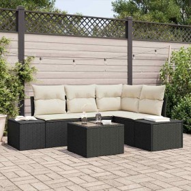 Conjunto de sofá de jardín 5 pcs Negro ratán sintético en Sofás de exterior | Comprar online en Foru.es