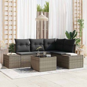 Conjunto de sofá de jardín 5 pcs Gris ratán sintético en Sofás de exterior | Comprar online en Foru.es