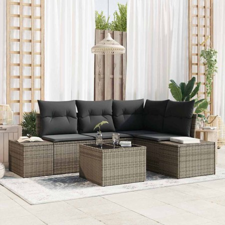 Conjunto de sofá de jardín 5 pcs Gris ratán sintético en Sofás de exterior | Comprar online en Foru.es