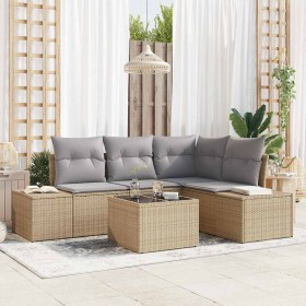 Conjunto de sofá de jardín 5 pcs Beige ratán sintético en Sofás de exterior | Comprar online en Foru.es