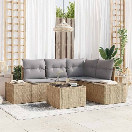 Conjunto de sofá de jardín 5 pcs Beige ratán sintético en Sofás de exterior | Comprar online en Foru.es