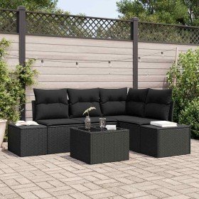 Conjunto de sofá de jardín 5 pcs Negro ratán sintético en Sofás de exterior | Comprar online en Foru.es