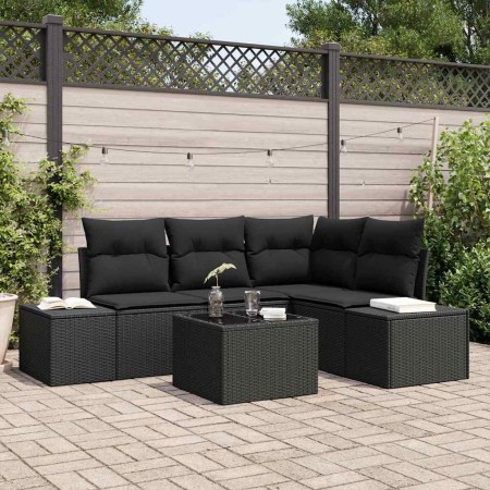 Conjunto de sofá de jardín 5 pcs Negro ratán sintético en Sofás de exterior | Comprar online en Foru.es