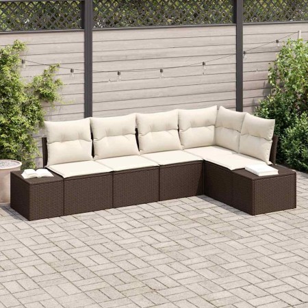 Conjunto de sofá de jardín 5 pcs Marrón ratán sintético en Sofás de exterior | Comprar online en Foru.es