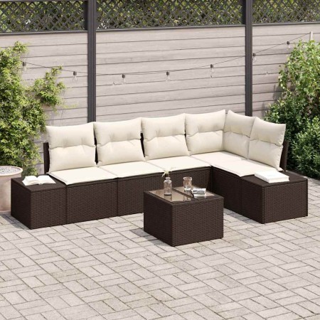 Conjunto de sofá de jardín 6 pcs Marrón ratán sintético en Sofás de exterior | Comprar online en Foru.es