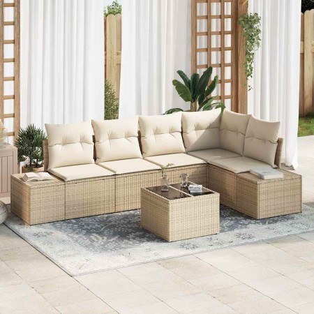 Conjunto de sofá de jardín 6 pcs Beige ratán sintético en Sofás de exterior | Comprar online en Foru.es