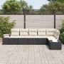 Conjunto de sofá de jardín 6 pcs Negro y crema ratán sintético en Sofás de exterior | Comprar online en Foru.es