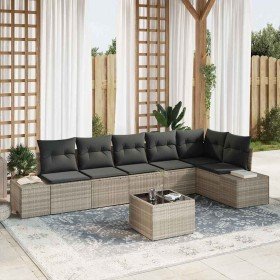Conjunto de sofá de jardín 7 pcs Gris Claro ratán sintético en Sofás de exterior | Comprar online en Foru.es