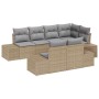 Conjunto de sofá de jardín 7 pcs Beige y gris ratán sintético en Sofás de exterior | Comprar online en Foru.es