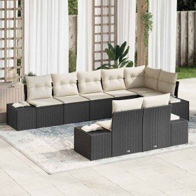 Conjunto de sofá de jardín 8 pcs Negro y crema ratán sintético en Sofás de exterior | Comprar online en Foru.es