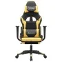 Gaming chair with massage and footrest black gold synthetic leather by vidaXL, Gaming chairs - Ref: Foro24-345459, Price: 133...