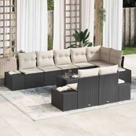 Conjunto de sofá de jardín 9 pcs Negro y crema ratán sintético en Sofás de exterior | Comprar online en Foru.es