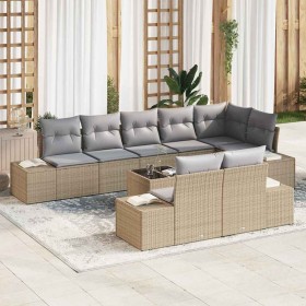 Conjunto de sofá de jardín 9 pcs Beige y gris ratán sintético en Sofás de exterior | Comprar online en Foru.es