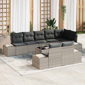 Conjunto de sofá de jardín 9 pcs Gris Claro ratán sintético en Sofás de exterior | Comprar online en Foru.es