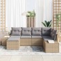 Conjunto de sofá de jardín 6 pcs Beige y gris ratán sintético en Sofás de exterior | Comprar online en Foru.es
