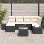 Conjunto de sofá de jardín 7 pcs Negro y crema Poliratán en Sofás de exterior | Comprar online en Foru.es