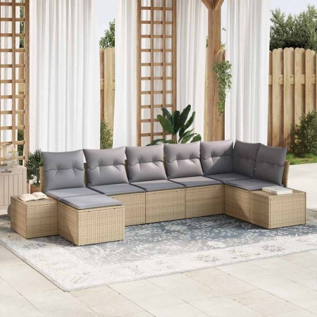 Conjunto de sofá de jardín 7 pcs Beige ratán sintético en Sofás de exterior | Comprar online en Foru.es