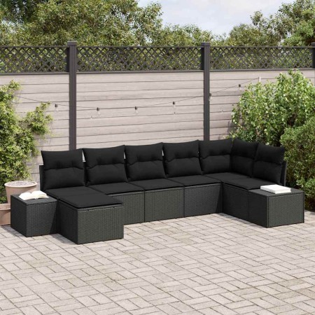 Conjunto de sofá de jardín 7 pcs Negro ratán sintético en Sofás de exterior | Comprar online en Foru.es