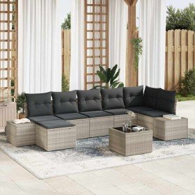 Conjunto de sofá de jardín 8 pcs Gris Claro ratán sintético en Sofás de exterior | Comprar online en Foru.es
