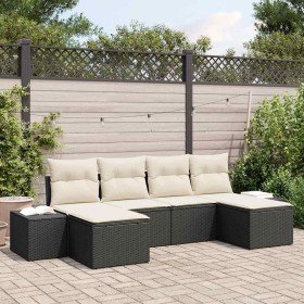 Conjunto de sofá de jardín 6 pcs Negro ratán sintético en Sofás de exterior | Comprar online en Foru.es