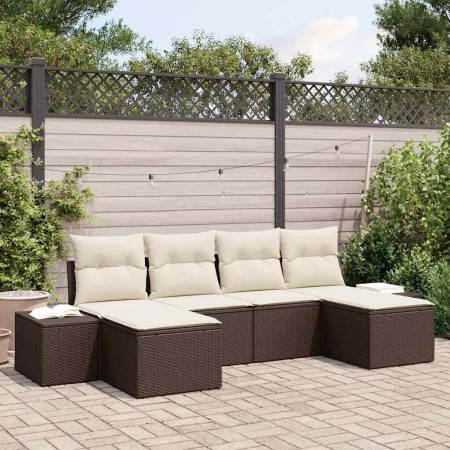 Conjunto de sofá de jardín 6 pcs Marrón ratán sintético en Sofás de exterior | Comprar online en Foru.es