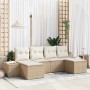 Conjunto de sofá de jardín 6 pcs Beige ratán sintético en Sofás de exterior | Comprar online en Foru.es