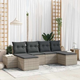 Conjunto de sofá de jardín 6 pcs Gris Claro ratán sintético en Sofás de exterior | Comprar online en Foru.es