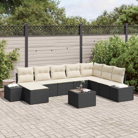 Conjunto de sofá de jardín 9 pcs Negro ratán sintético en Sofás de exterior | Comprar online en Foru.es