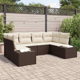 Conjunto de sofá de jardín 6 pcs Marrón ratán sintético en Sofás de exterior | Comprar online en Foru.es