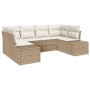 Conjunto de sofá de jardín 6 pcs Beige ratán sintético en Sofás de exterior | Comprar online en Foru.es