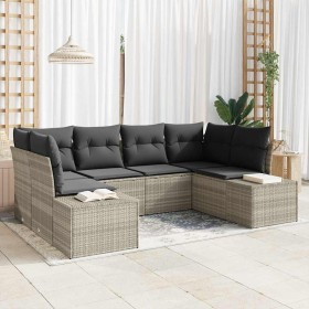 Conjunto de sofá de jardín 6 pcs Gris Claro ratán sintético en Sofás de exterior | Comprar online en Foru.es