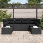 Conjunto de sofá de jardín 6 pcs Negro ratán sintético en Sofás de exterior | Comprar online en Foru.es