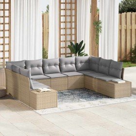 Conjunto de sofá de jardín 9 pcs Beige ratán sintético en Sofás de exterior | Comprar online en Foru.es