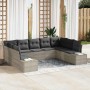 Conjunto de sofá de jardín 9 pcs Gris Claro ratán sintético en Sofás de exterior | Comprar online en Foru.es